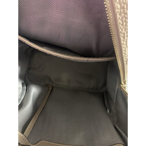 Studded Cream Beige Faux Leather backpack Gold Details - Picture 7 of 8